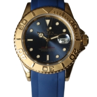 Rolex Yacht-Master 40 Blau 18k / 750er Gelbgold 16628 T-Serie mit Kautschukband