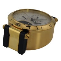 Cartier Pasha Tischuhr Desk Clock Pendulettes Kalender GMT Mondphase 8913 Papiere