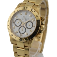 Rolex Daytona 18k / 750 Gelbgold Zenith 16528 Weißes Brillantblatt Inverted Six