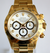 Rolex Daytona 18k / 750 Gelbgold Zenith 16528 Weißes Brillantblatt Inverted