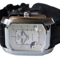 Glashütte Original Senator Karrée Ewiger Kalender Stahl Herrenuhr NOS FULLSET