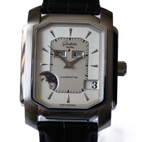 Glashütte Original Senator Karrée Ewiger Kalender Stahl Herrenuhr NOS FULLSET