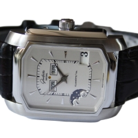 Glashütte Original Senator Karrée Ewiger Kalender Stahl Herrenuhr NOS FULLSET