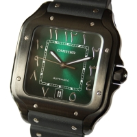 Cartier Santos Large PVD Black Green Dial WSSA0039 FULLSET