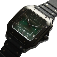 Cartier Santos Large PVD Black Green Dial WSSA0039 FULLSET