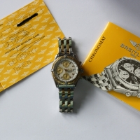 Breitling Chronomat Stahl / Gold Perlmutt Pilotarmband D13352 FULL SET