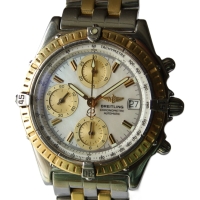 Breitling Chronomat Stahl / Gold Perlmutt Pilotarmband D13352 FULL SET