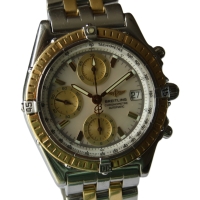 Breitling Chronomat Stahl / Gold Perlmutt Pilotarmband D13352 FULL SET