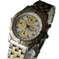Breitling Chronomat Stahl / Gold Perlmutt Pilotarmband D13352 FULL SET