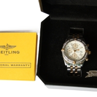 Breitling Crosswind Stahl / Gold 76 Brillanten Pilotarmband B13355 B&P
