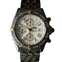 Breitling Crosswind Stahl / Gold 76 Brillanten Pilotarmband B13355 B&P