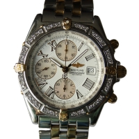 Breitling Crosswind Stahl / Gold 76 Brillanten Pilotarmband B13355 B&P