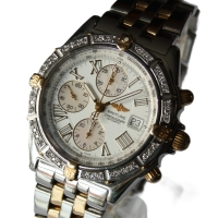Breitling Crosswind Stahl / Gold 76 Brillanten Pilotarmband B13355 B&P