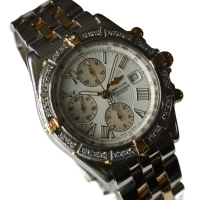 Breitling Crosswind Stahl / Gold 76 Brillanten Pilotarmband B13355 B&P