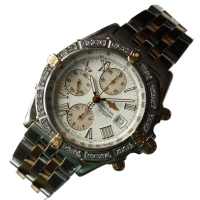 Breitling Crosswind Stahl / Gold 76 Brillanten Pilotarmband B13355 B&P