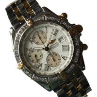 Breitling Crosswind Stahl / Gold 76 Brillanten Pilotarmband B13355 B&P