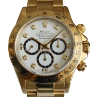 Rolex Daytona 18k / 750 Gelbgold Zenith 16528 Weißes Brillantblatt Inverted Six