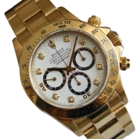 Rolex Daytona 18k / 750 Gelbgold Zenith 16528 Weißes Brillantblatt Inverted Six