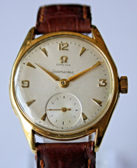 Omega Seamaster "Pre-Ranchero" Handaufzug Vintage 18k /750 Gelbgold Herrenuhr Ref.: 2507