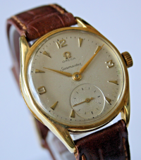 Omega Seamaster "Pre-Ranchero" Handaufzug Vintage 18k /750 Gelbgold Herrenuhr Ref.: 2507